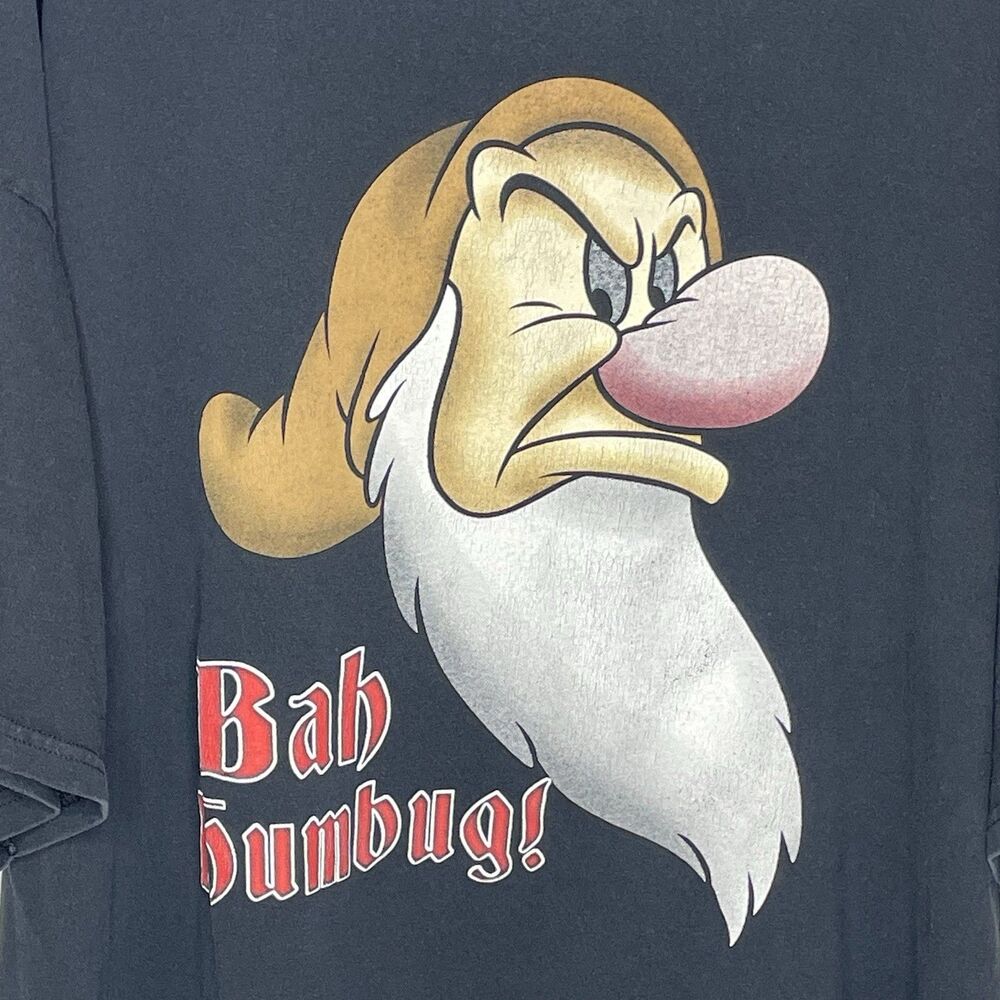 Disney Grumpy Shirt Mens 3XL Black Bah-Humbug Snow White Dwarfs Christmas